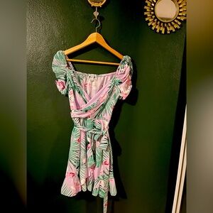 Light Purple & Green Floral Summer Dress
